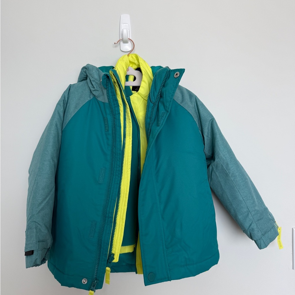 All In Motion - Kids 3-in- 1 2PCS Teal and Yellow winter SKI Jacket XS